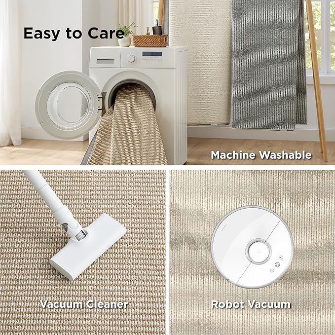 Bedsure 6x9 Faux Wool Area Rugs for Living Room, Machine Washable Carpet, Non-Slip Backing, Pet Friendly Throw Rug for Bedroom Dining Room, Natural Ivory