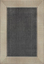 Nuloom Asha Dark Grey/Ivory, 9'6" x 12', Casual, Striped Border, Soft and Cozy, High Traffic, Stain Resistant, Easy Clean, Durable Area Rug for Indoor/Outdoor Patio, Deck, Porch, Garden, Courtyard