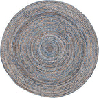 SAFAVIEH Area Rug 6' Round - Cape Cod Collection - Blue & Natural Brown, Handmade Jute & Cotton, Woven Braided Design (CAP202M)