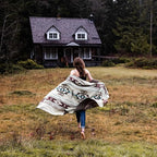 Inca Aztec Throw, Queen, King Blanket | Southwest Indian Navajo Boho Style | Native Cover for Camping, Bedding, Couch, Vanlife | Faux Alpaca, Lightweight, Hypoallergenic (Chimborazo Beige, Queen)