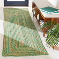 SAFAVIEH Cape Cod Collection Runner Rug - 2'3" x 7', Green & Natural Brown, Handmade Jute & Cotton, Woven Braided Design (CAP202Y)