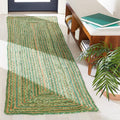 SAFAVIEH Cape Cod Collection Runner Rug - 2'3" x 16', Green & Natural Brown, Handmade Jute & Cotton, Woven Braided Design (CAP202Y)