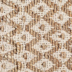 Jute Cotton Diamond Hand Woven Rug 2x3 Feet - Natural White, Farmhouse Oudoor Indoor Floor Carpet Rugs Ideal for Entryway, Kitchen, Nursary | Accent Reversible Beige Door Mat for Home Décor