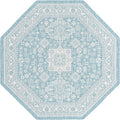Rugs.com Outdoor Aztec Collection Rug – 8 Ft Octagon Aqua Flatweave Rug Perfect for Living Rooms, Kitchens, Entryways