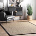 Nuloom Elijah Black/Natural, 8' x 10', Basketweave, Seagrass, Soft and Textured, High Traffic, Stain Resistant, Easy Clean, Durable Area Rug for Bedroom, Living Room, Dining, Den, Foyer, Entryway