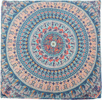Popular Handicrafts Floor Pillow Cushion Cover - Hippie Mandala Square Ottoman Indian Elephant Camel Daybed Oversized Cotton Cushion Cover with Heavy Duty Zipper - Dog-Pets Bed, 35" Blue Multicolor