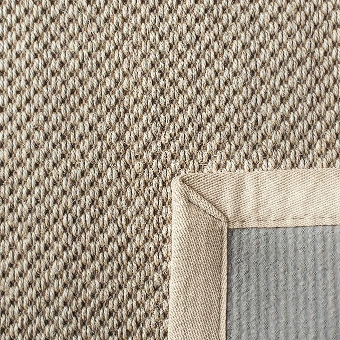 SAFAVIEH Natural Fiber Collection Runner Rug - 2'6" x 6', Marble & Beige, Sisal, Woven Design with Border (NF143C)