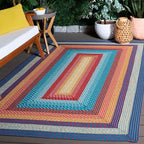 SAFAVIEH Washable Rug Outdoor Braided Collection - 5' x 8', Red & Orange, Handmade & Reversible, Non-Shedding & Easy to Clean, Ideal for Patio, Backyard, Mudroom (BRD308Q)