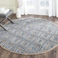 SAFAVIEH Cape Cod Collection Area Rug - 6' Round, Natural & Blue, Handmade Flat Weave Diamond Braided Jute & Denim, Ideal for High Traffic Areas in Living Room, Bedroom (CAP354A)