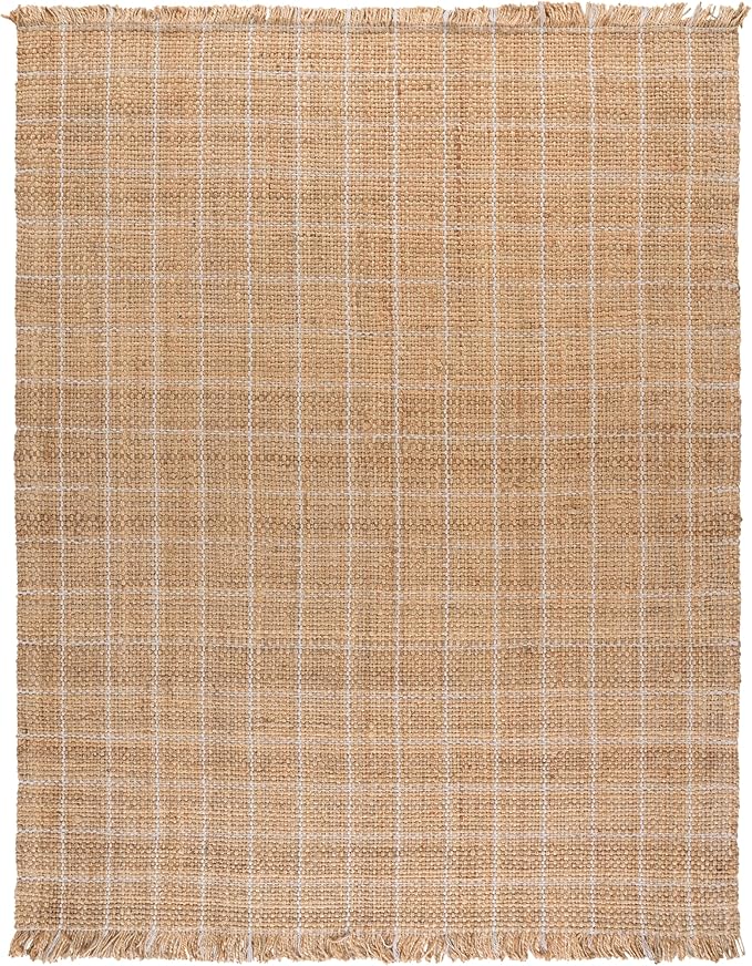 SAFAVIEH Area Rug 8x10 - Natural Fiber Collection - Large - Natural & Bleach, Handmade Jute, Ideal for Living Room, Bedroom, Dining Space (NF602B)