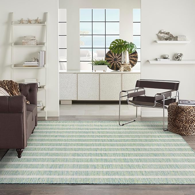 Nourison Home Positano Blue Green Ivory 9' x 12' Area Rug - Easy Clean, Non Shedding, Bed Room, Living Room, Dining Room, Kitchen (9' x 12')