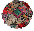 Rajasthani Handmade Colorful Decorative Floor Pillow Cover Meditation Patchwork Patchwork Cushion Seating Accent Boho Chic Indian Handmade Cover ONLY (Black Patchwork, 32x32 Inches)
