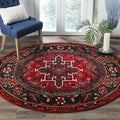 SAFAVIEH Vintage Hamadan Collection Area Rug - 10' Round, Red & Multi, Traditional Persian Design, Non-Shedding & Easy to Clean, Ideal for Living Room, Bedroom, Dining Space (VTH211A)