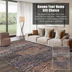 RUGSURE Washable Area Rug - 1/6 Thick - Stain & Water Resistant Non-Slip - Resistant Rug for Living Room, Bedroom, Nursery, Pet & Child Friendly, Vintage Charm Area Rugs (Rust, 5' x 7')