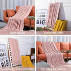 NTBAY Acrylic Knitted Throw Blanket, Lightweight and Soft Cozy Decorative Woven Blanket with Tassels for Travel, Couch, Bed, Sofa, 51x67 Inches, Light Pink Striped