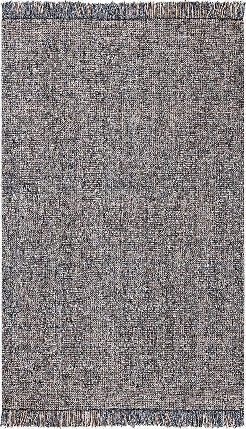 SAFAVIEH Natural Fiber Collection Accent Rug - 4' x 6', Charcoal & Natural, Handmade Woven Fringe Jute, Ideal for High Traffic Areas in Entryway, Living Room, Bedroom (NF826H)