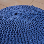 Christopher Knight Home Belle Knitted Cotton Pouf, Navy