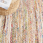 SAFAVIEH Area Rug 4' Round - Cape Cod Collection - Beige & Multi, Handmade Jute & Cotton, Woven Braided Design (CAP202B)