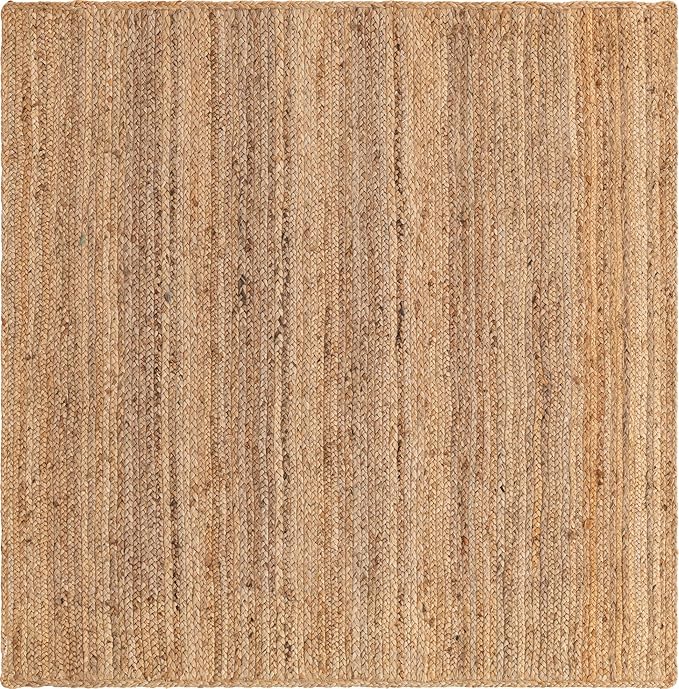 Unique Loom Braided Jute Collection Area Rug - Dhaka (5' 1" Square, Natural)