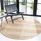 SAFAVIEH Natural Fiber Collection 6' Round Ivory NF887A Stripe Jute Area Rug