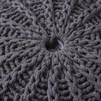 Christopher Knight Home Agatha Knitted Cotton Pouf, Dark Grey Small