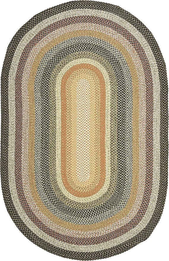 SAFAVIEH Braided Collection Area Rug - 6' x 9' Oval, Multi Color, Handmade, Country Cottage Design, Reversible, Ideal for High Traffic Areas in Entryway, Living Room, Bedroom (BRD308A)