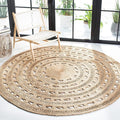 SAFAVIEH Natural Fiber Round Collection 10' Round Natural NF169A Handmade Boho Charm Farmhouse Jute Area Rug