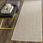 SAFAVIEH Natural Fiber Collection Runner Rug - 2'6" x 22', Marble & Beige, Sisal, Woven Design with Border (NF143C)