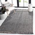 SAFAVIEH Natural Fiber Collection Accent Rug - 3' x 5', Charcoal & Natural, Handmade Woven Fringe Jute, Ideal for High Traffic Areas in Entryway, Living Room, Bedroom (NF826H)