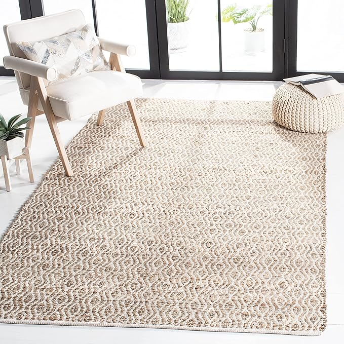 SAFAVIEH Cape Cod Collection Area Rug - 6' x 9', Natural, Handmade Flat Weave Jute, Ideal for High Traffic Areas in Living Room, Bedroom (CAP821I)