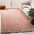 SAFAVIEH Natural Fiber Collection Area Rug - 6' Square, Fuchsia & Natural, Handmade Boho Diamond Tassel Jute, Ideal for High Traffic Areas in Living Room, Bedroom (NF266G)