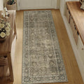 Light Brown 2x5 Vintage Area Rug Hallway Indoor Kitchen Washable Living Room Carpet Tribal Distressed Rug Retro Accent Throw Rug for Office Dining Room Bathroom Faux Wool