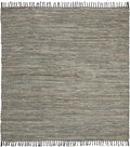 SAFAVIEH Vintage Leather Collection Area Rug - 6' Square, Grey, Handmade Boho Fringe Leather & Jute, Ideal for High Traffic Areas in Living Room, Bedroom (VTL203F)