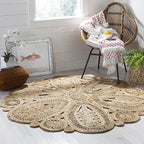 SAFAVIEH Area Rug 9' Round - Natural Fiber Collection - Large - Natural Brown, Handmade Jute, Decorative Boho Floral Design (NF360A)