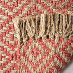 SAFAVIEH Natural Fiber Collection Area Rug - 6' Square, Fuchsia & Natural, Handmade Boho Diamond Tassel Jute, Ideal for High Traffic Areas in Living Room, Bedroom (NF266G)