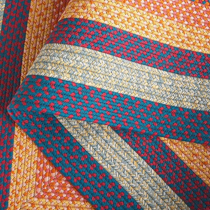 SAFAVIEH Washable Rug Outdoor Braided Collection - 2'3" x 8' Runner, Red & Orange, Handmade & Reversible, Non-Shedding & Easy to Clean, Ideal for Patio, Backyard, Mudroom (BRD308Q)