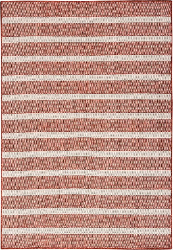 Nourison Home Positano Terracotta Ivory 5' x 7' Area Rug - Easy Clean, Non Shedding, Bed Room, Living Room, Dining Room, Kitchen (5' x 7')
