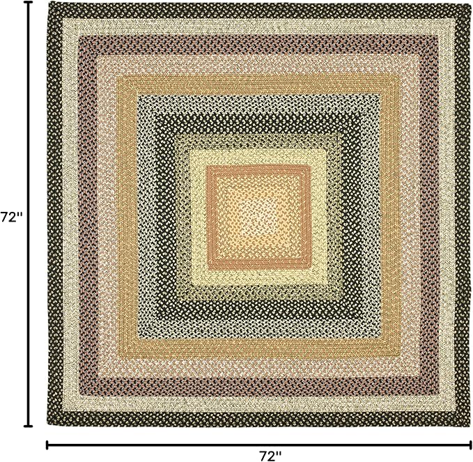 SAFAVIEH Washable Rug Outdoor Braided Collection - 6' Square, Multi, Handmade & Reversible, Non-Shedding & Easy to Clean, Ideal for Patio, Backyard, Mudroom (BRD308A)