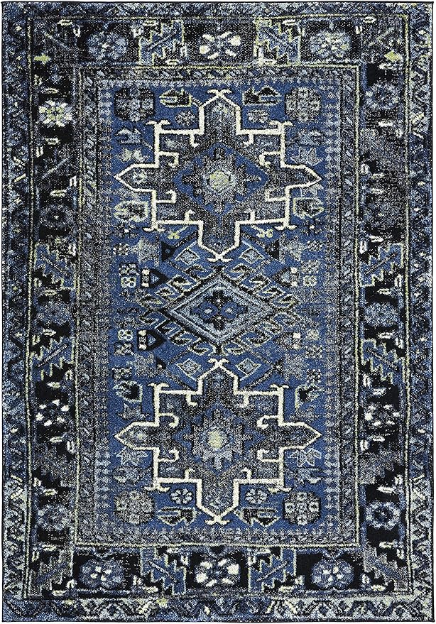 SAFAVIEH Area Rug 4x6 - Vintage Hamadan Collection - Blue & Grey, Traditional Persian Design, Non-Shedding & Easy to Clean, Ideal for Living Room, Bedroom, Dining Space (VTH211N)