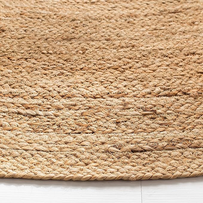 SAFAVIEH Natural Fiber Collection Area Rug - 7' Round, Natural, Handmade Boho Braided Jute, Ideal for High Traffic Areas in Living Room, Bedroom (NFB310A)