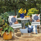 DFXSZ Blue Orange Outdoor Flower Pillow Covers 20x20 Inch Set of 2 White Colored Throw Pillows Outdoor Waterproof Decor for Living Room Sofa Patio Funiture Garden Floral Polyester pillow covers 002C20