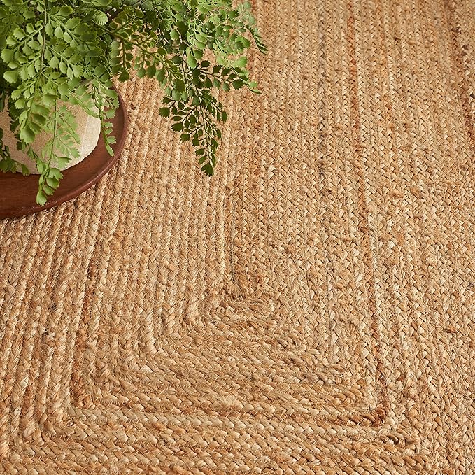 Nourison Home Natural Jute Natural 5' x 7' Area Rug - Easy Clean, Non Shedding, Bed Room, Living Room, Dining Room, Kitchen (5' x 7')
