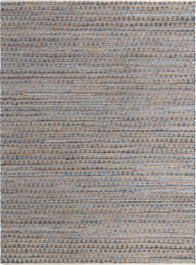 Unique Loom Chindi Jute Collection Area Rug (10' x 14' 1" Rectangle, Navy Blue/ Natural)