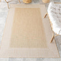 Nuloom Asha Tan/Ivory, 8' x 10', Casual, Striped Border, Soft and Cozy, High Traffic, Stain Resistant, Easy Clean, Durable Area Rug for Indoor/Outdoor Patio, Deck, Porch, Garden, Courtyard