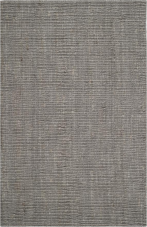 SAFAVIEH Area Rug 4x6 - Natural Fiber Collection - Light Grey, Handmade Jute, Farmhouse Style, Chunky Textured Thick Pile (NF447G)