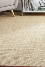 SAFAVIEH Area Rug 9x12 - Natural Fiber Collection - Large - Maize & Burgundy, Sisal, Woven Design with Border (NF141D)