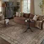12x15 Washable Area Rug for Living Room Bedroom Vintage Brown Non Slip Carpet Traditional Retro Soft Low Pile Large Throw Rug for Dining Room Kitchen Office Indoor