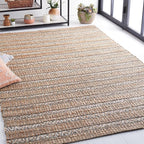 SAFAVIEH Area Rug 8x10 - Natural Fiber Collection - Large - Olive & Natural, Handmade Jute & Cotton Flat Weave, Stripe Pattern, Ideal for Living Room, Bedroom, Dining Space (NFB655X)