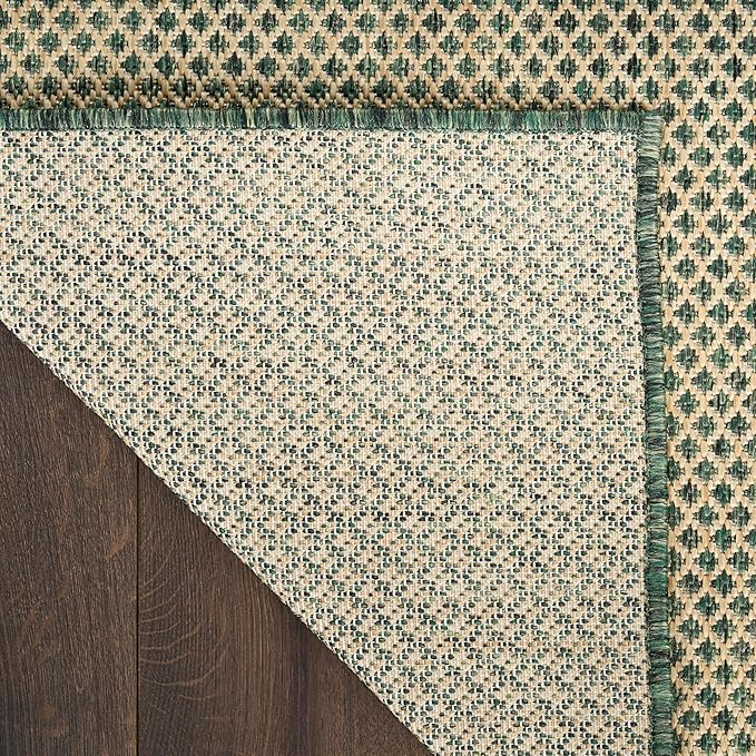 Nourison Home Courtyard Green 6' x 9' Area Rug - Easy Clean, Non Shedding, Bed Room, Living Room, Dining Room, Kitchen (6' x 9')