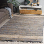 SAFAVIEH Cape Cod Collection Accent Rug - 4' x 6', Light Blue, Handmade Denim & Jute, Ideal for The Living Room, Dining, Bedroom (CAP153L)